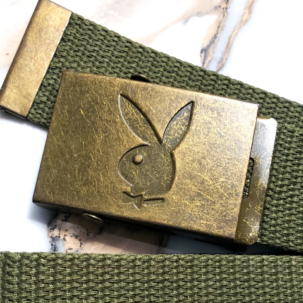 Playboy bunny belt hunter green waist size 28-32 or smaller